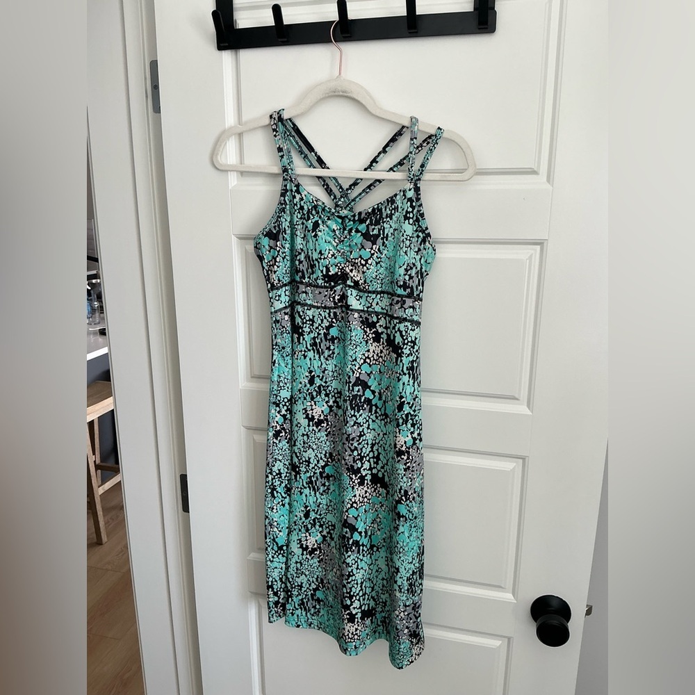 Marmot Women’s Aqua & Black Athletic Patterned Strappy Maxi Dress